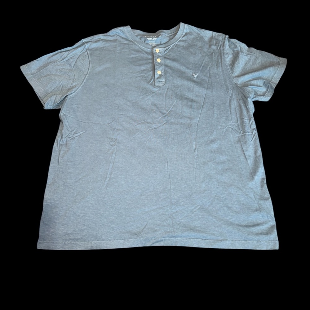 American Eagle Outfitters Light Blue Henley Tee (XXL)